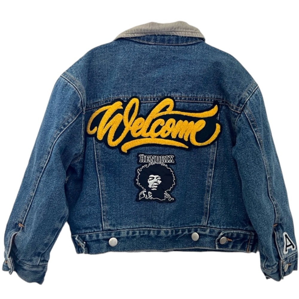 4T child custom patched denim jacket